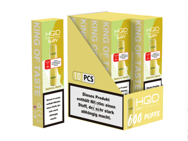 HQD SURV - Tropical Fruits (Tropische Früchte) - Einweg E-Shisha ca. 600 Züge