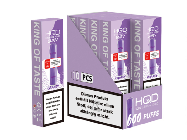 HQD SURV - Grapey (Traube) - Einweg E-Shisha ca. 600 Züge STEUERMARKE